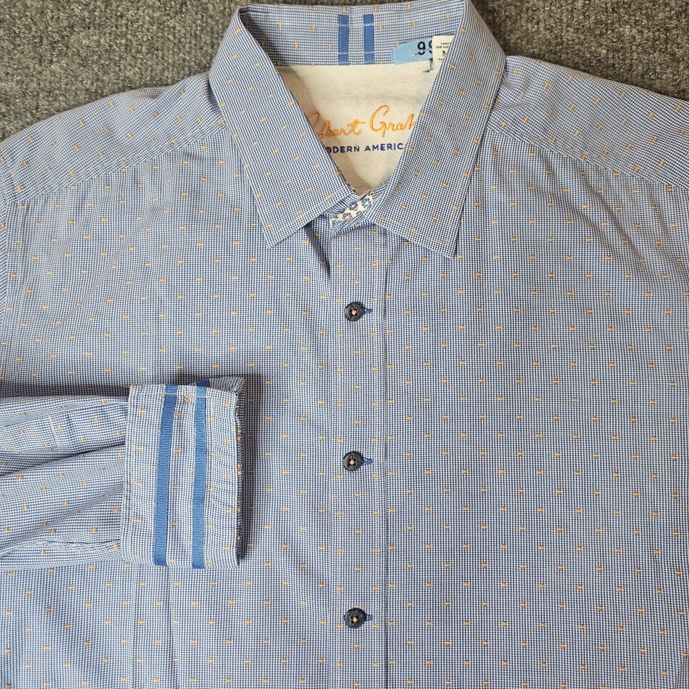 Robert Graham Mens Modern Ameicana Button Up Shirt Size Medium Roll Tab Sleeve